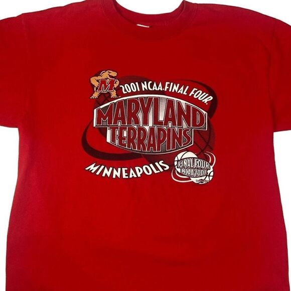Vintage 2001 NCAA Final Four Maryland Terrapins Red Shirt Men’s XL Twin Cities - Picture 2 of 9